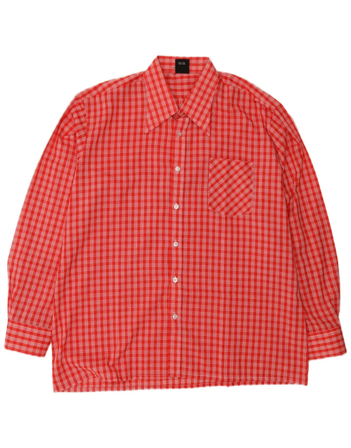 Camicia vintage da uomo XL in poliestere a quadri rossi