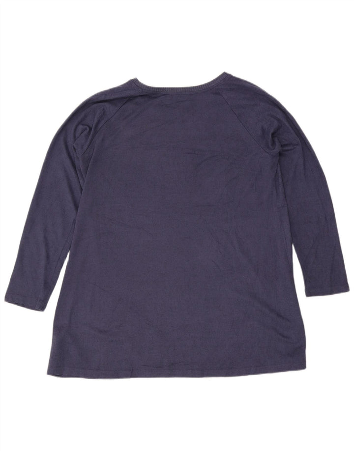 Top tunica a maniche lunghe da donna Marks & Spencer UK 16 grande poliestere blu
