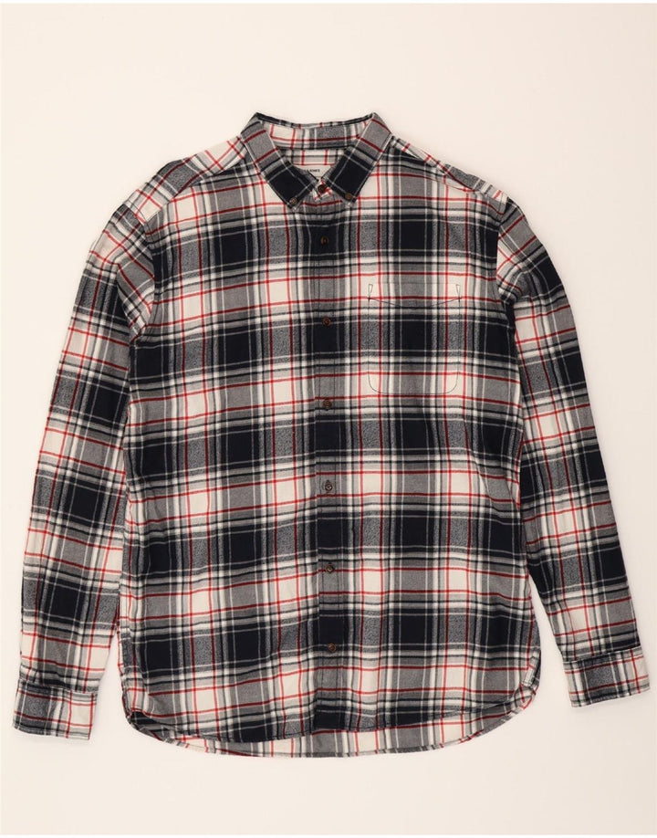 JACK & JONES Mens Flannel Shirt XL Navy Blue Check Cotton Vintage Jack & Jones and Second-Hand Jack & Jones from Messina Hembry 