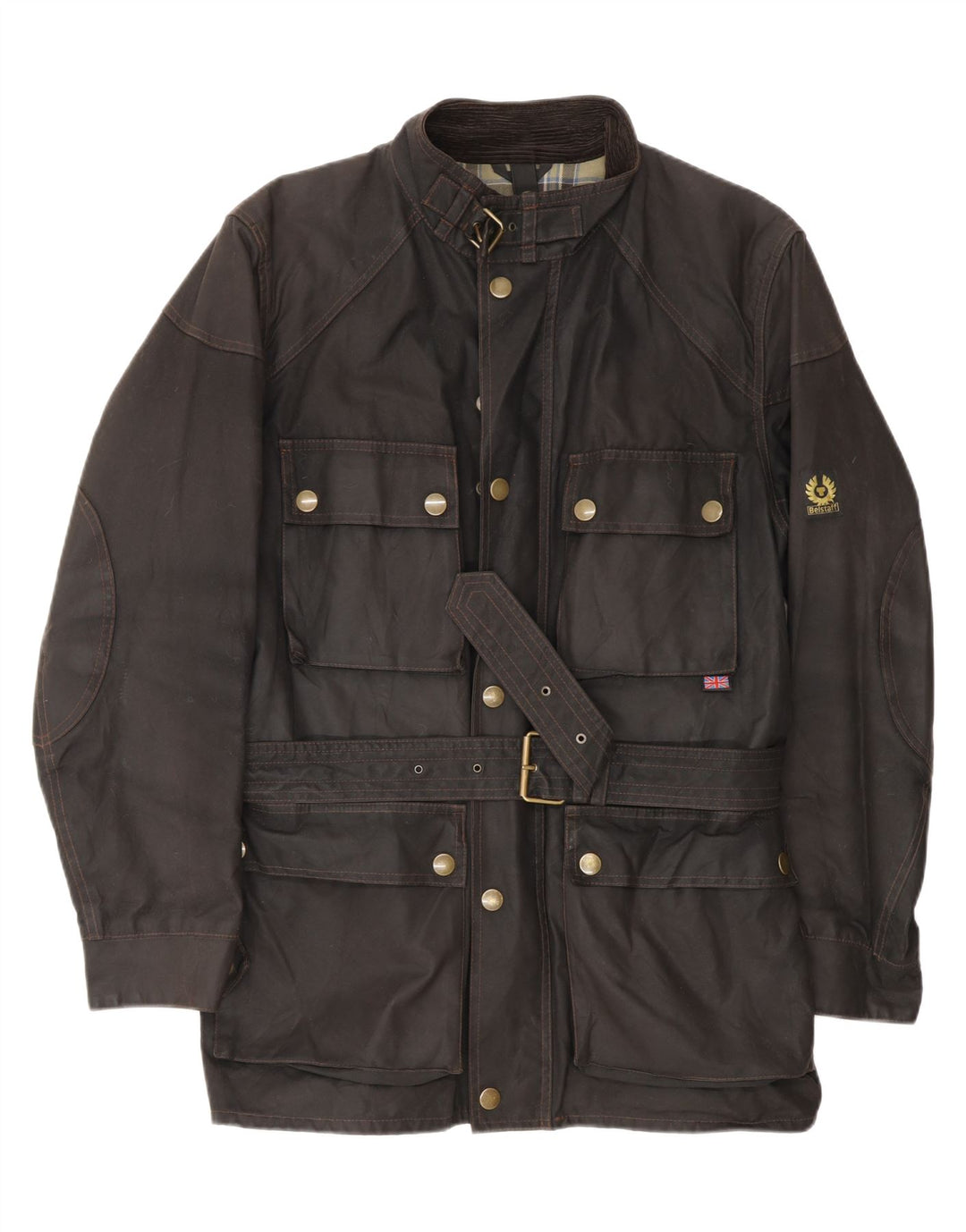 Giacca da uomo in cotone cerato Belstaff UK 40 grande cotone marrone