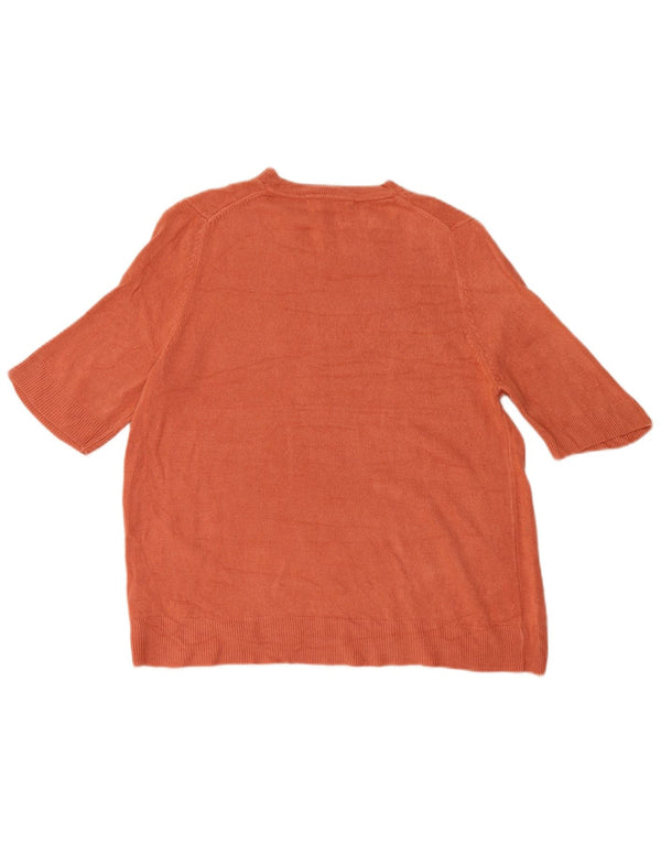 Marks & Spencer Womens Boat Neck Jumper Sweater UK 16 Large Orange