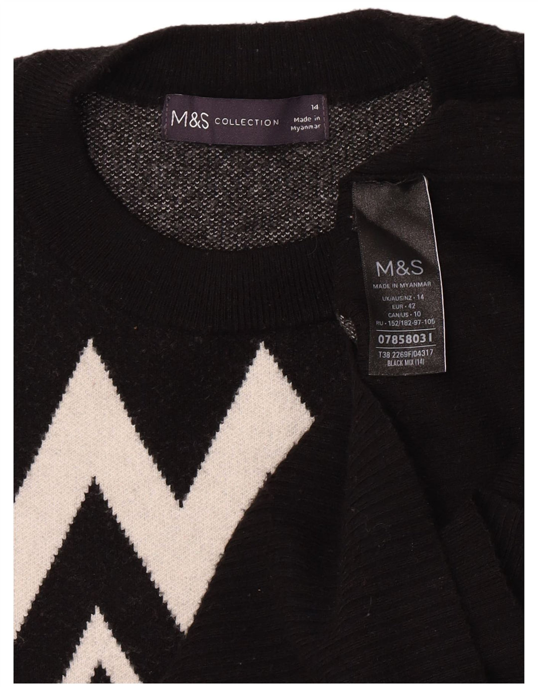 Maglione maglione girocollo da donna Marks & Spencer UK 14 medio nero