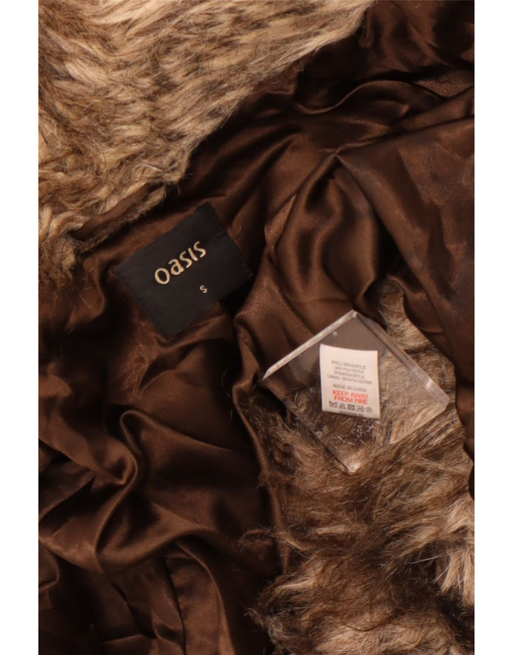 OASIS Giacca da donna in pelliccia sintetica UK 10 Piccolo acrilico a strisce marroni
