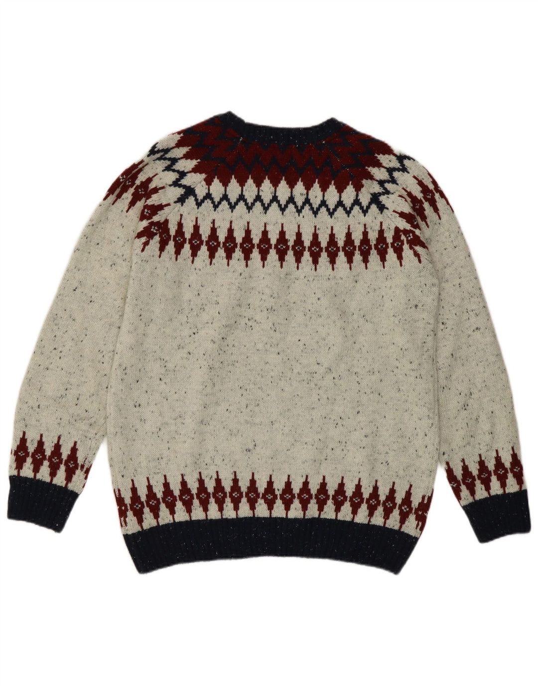 Maglione da uomo con scollo a barca Alcott, lana Fair Isle grigia grande