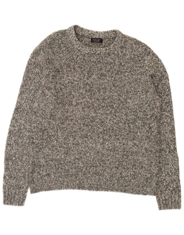 Maglione Zara da uomo con scollo a barca, grande cotone chiazzato grigio