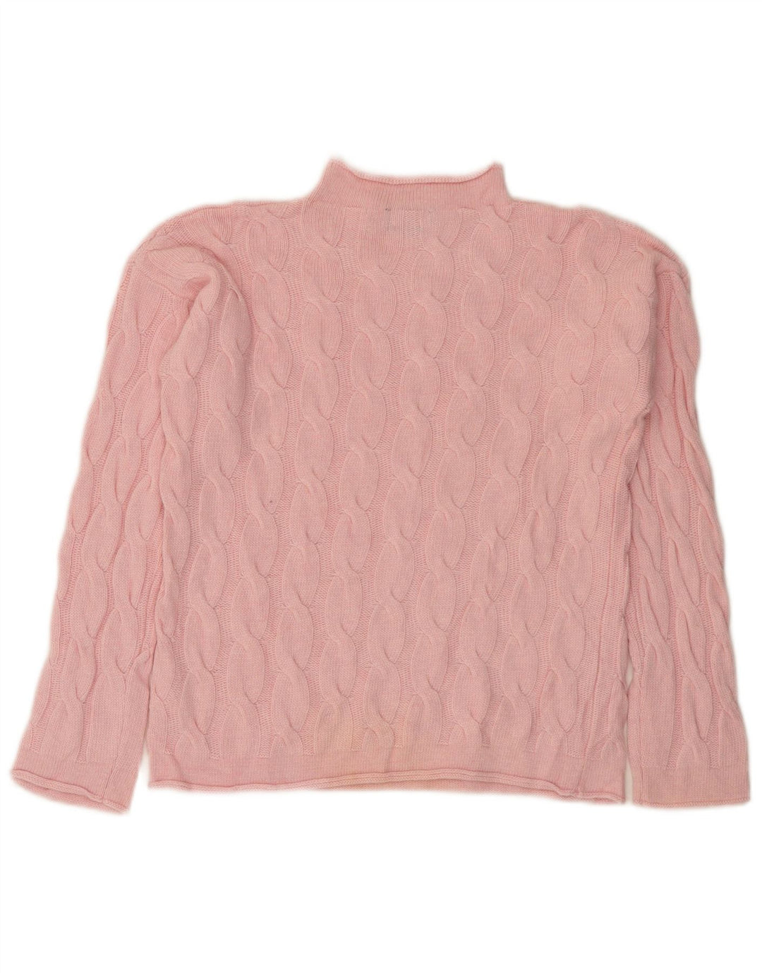 Maglione maglione a collo alto da donna BENETTON UK 10 piccolo rosa poliammide