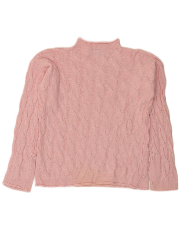 Maglione maglione a collo alto da donna BENETTON UK 10 piccolo rosa poliammide