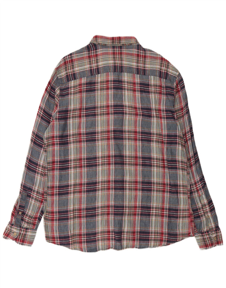 MASSIMO DUTTI Camicia da uomo 2XL Lino a quadri multicolore