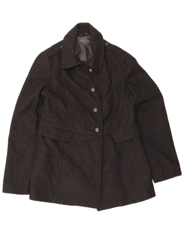 Cappotto Militare Bambina Benetton 10-11 Anni XL Grigio Lana