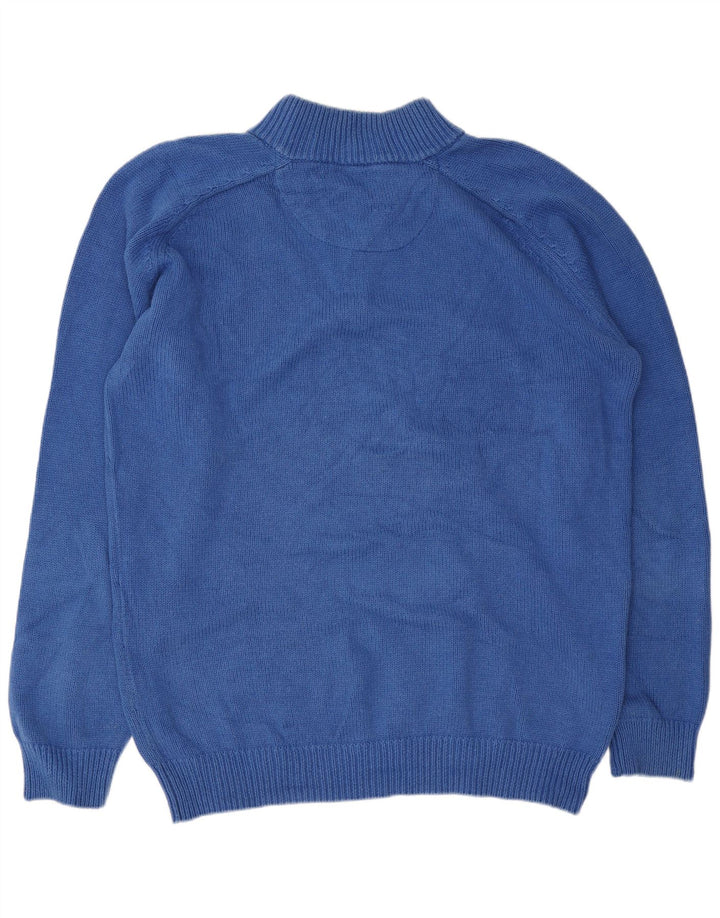 Massimo Dutti Maglione da uomo con collo a bottoni 2XL in cotone blu