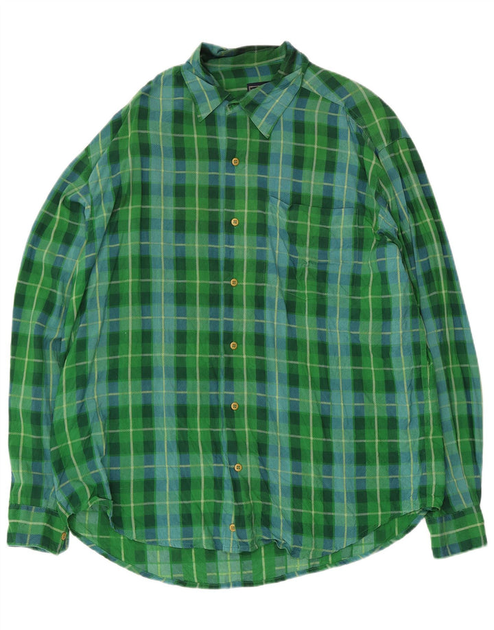 Camicia da uomo Via Ardigo in seta a quadri verde medio