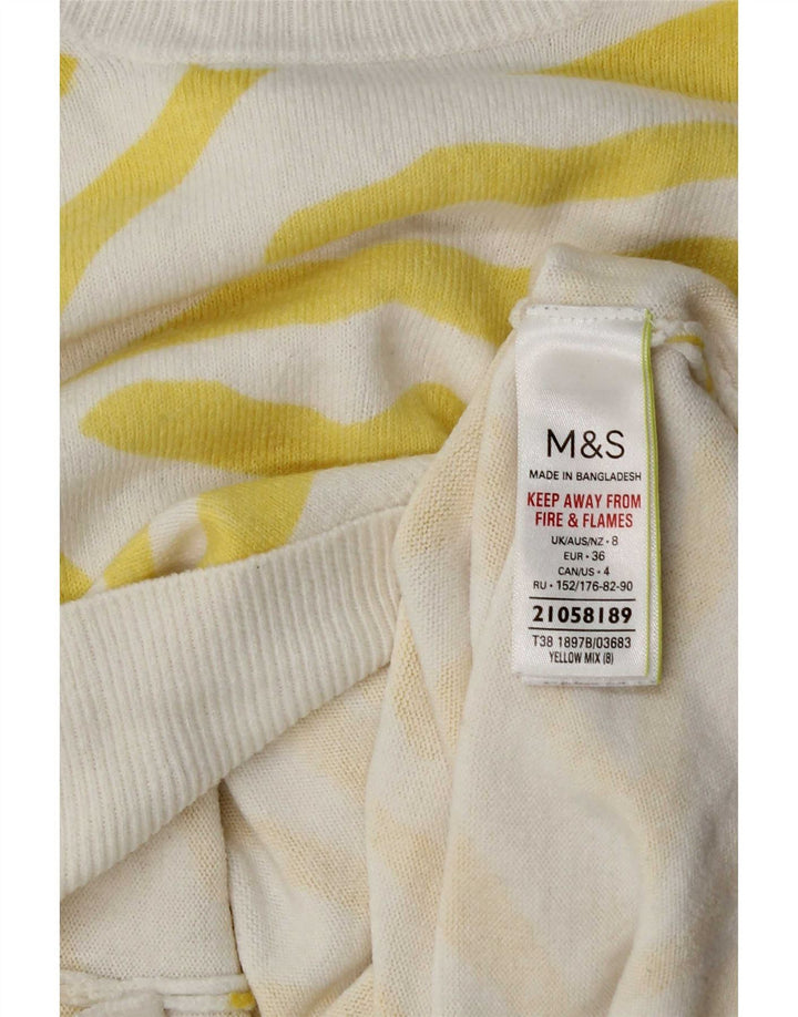 Maglione maglione con scollo a barca da donna Marks & Spencer UK 8 piccolo giallo