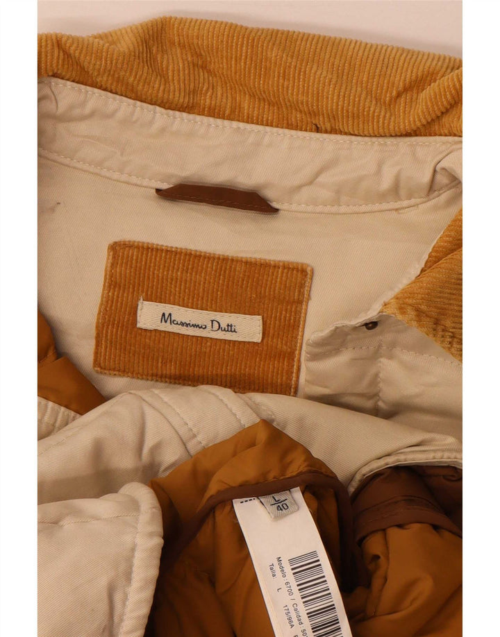 Giacca imbottita da donna Massimo Dutti UK 16 grande cotone beige