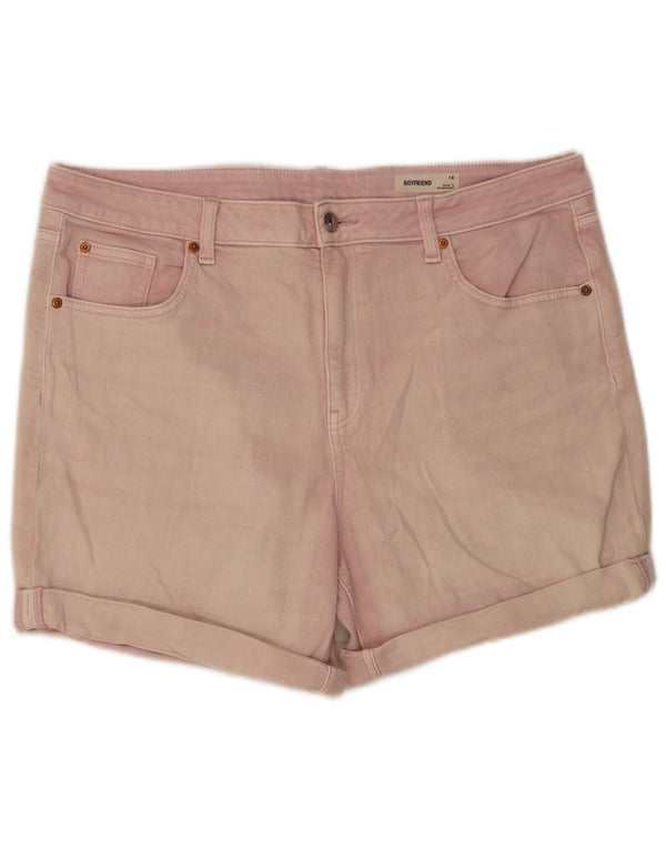 Marks & Spencer Pantaloncini di jeans Boyfriend Tie Dye da donna UK 16 Large W40 Rosa