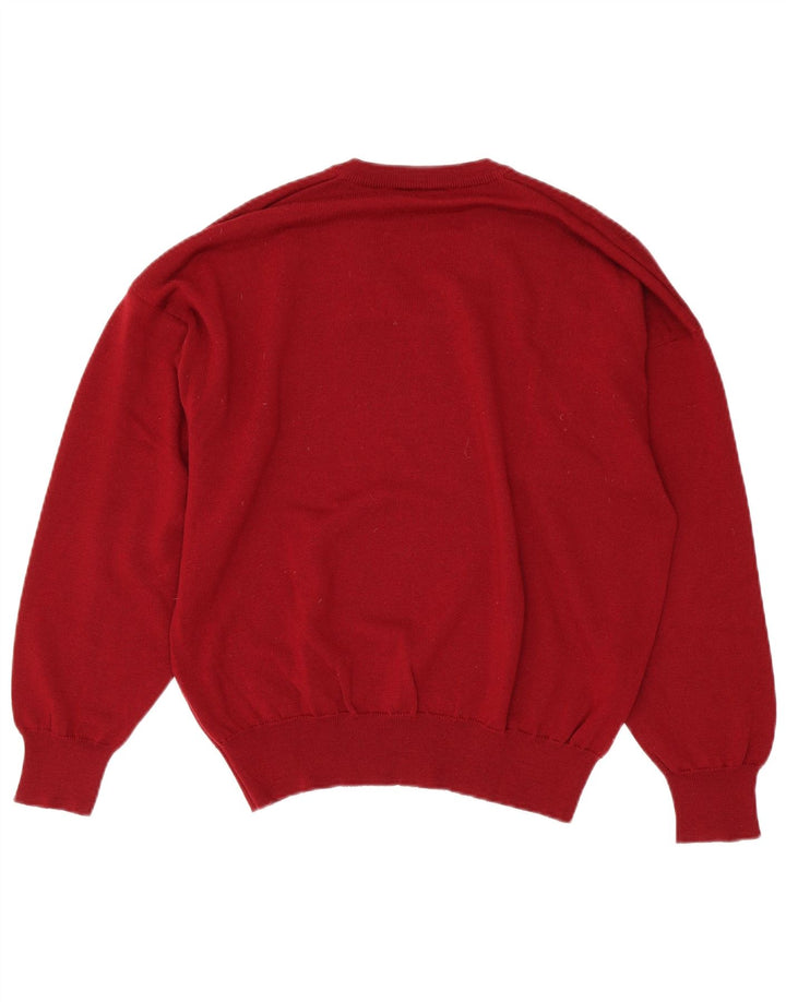 Maglione da uomo con scollo a V Lacoste taglia 5 grande lana vergine rossa