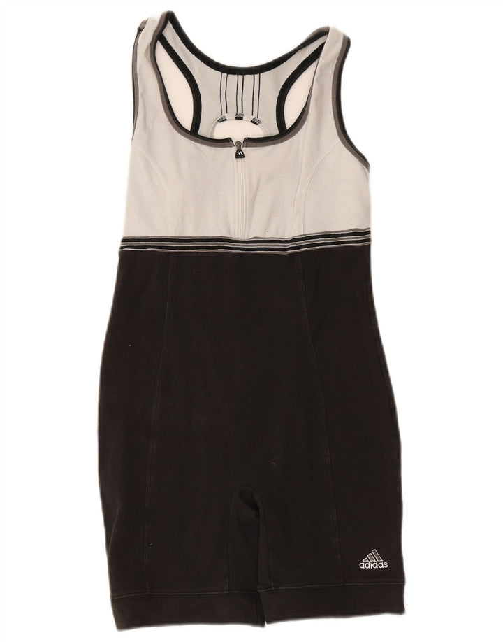 Tutina da donna Adidas UK 10 Small nera in cotone color block
