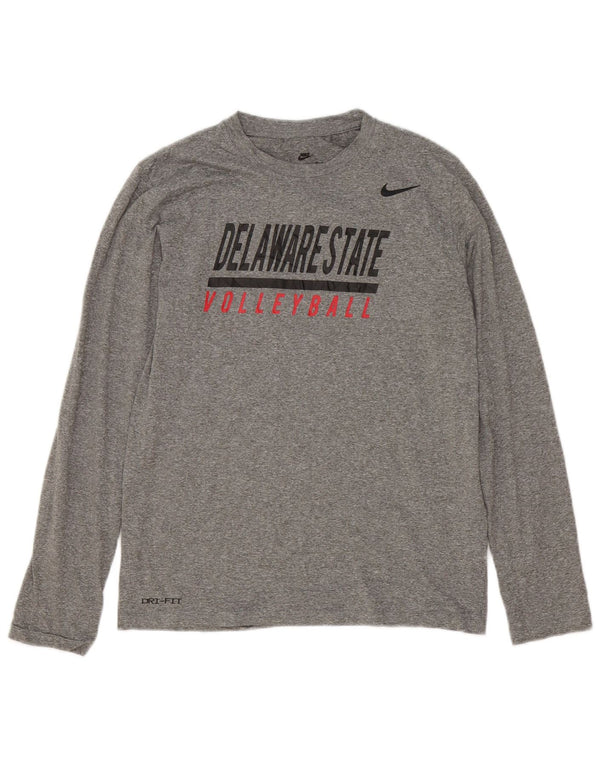 Nike Top grafico da donna a maniche lunghe UK 12 Poliestere screziato grigio medio