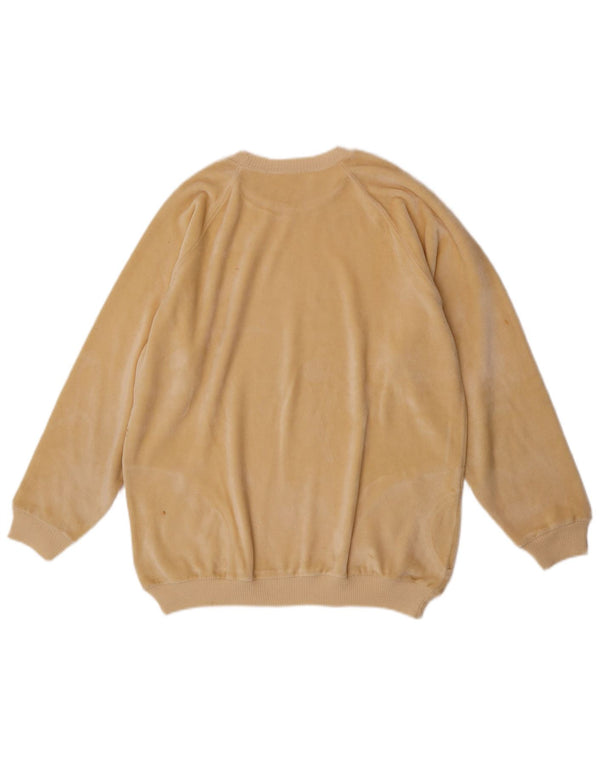 Felpa in velluto vintage da donna, maglione IT 50 XL giallo
