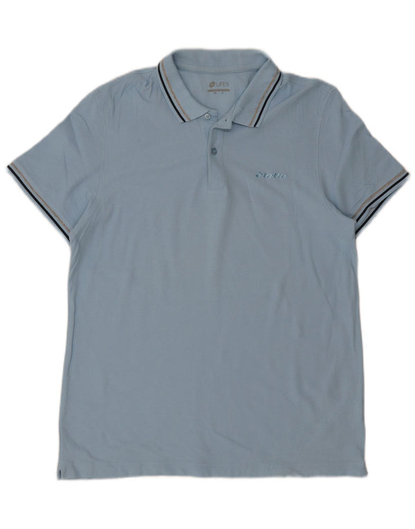 Polo da uomo Lotto Life XL in cotone a righe blu