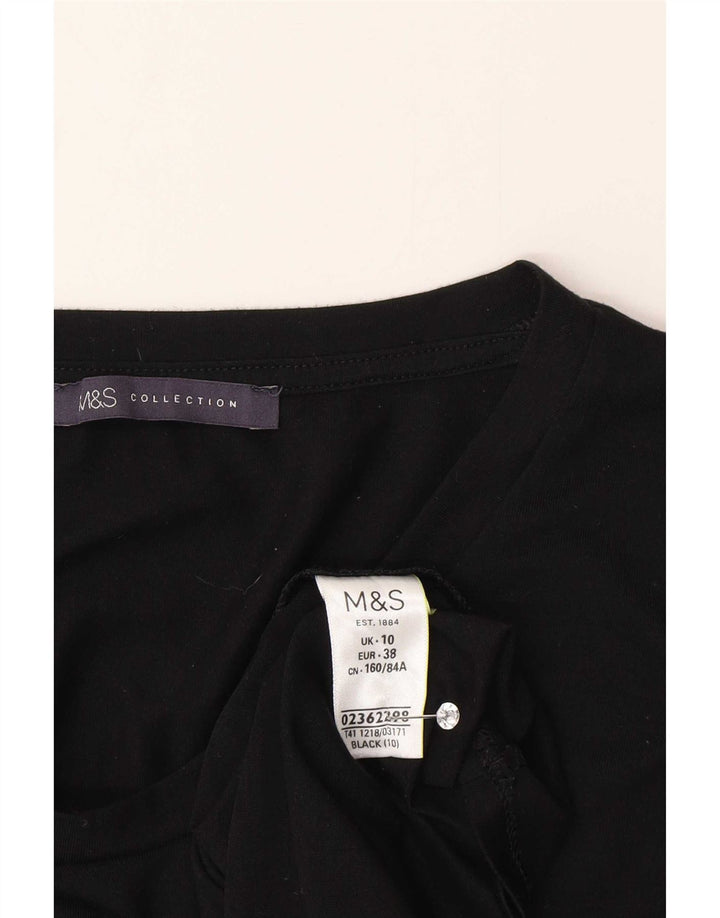 Marks & Spencer Top da donna a maniche lunghe UK 10 Small Nero Poliestere
