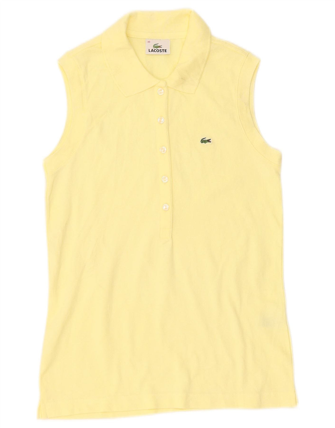 Polo senza maniche da donna Lacoste taglia 40 cotone giallo medio