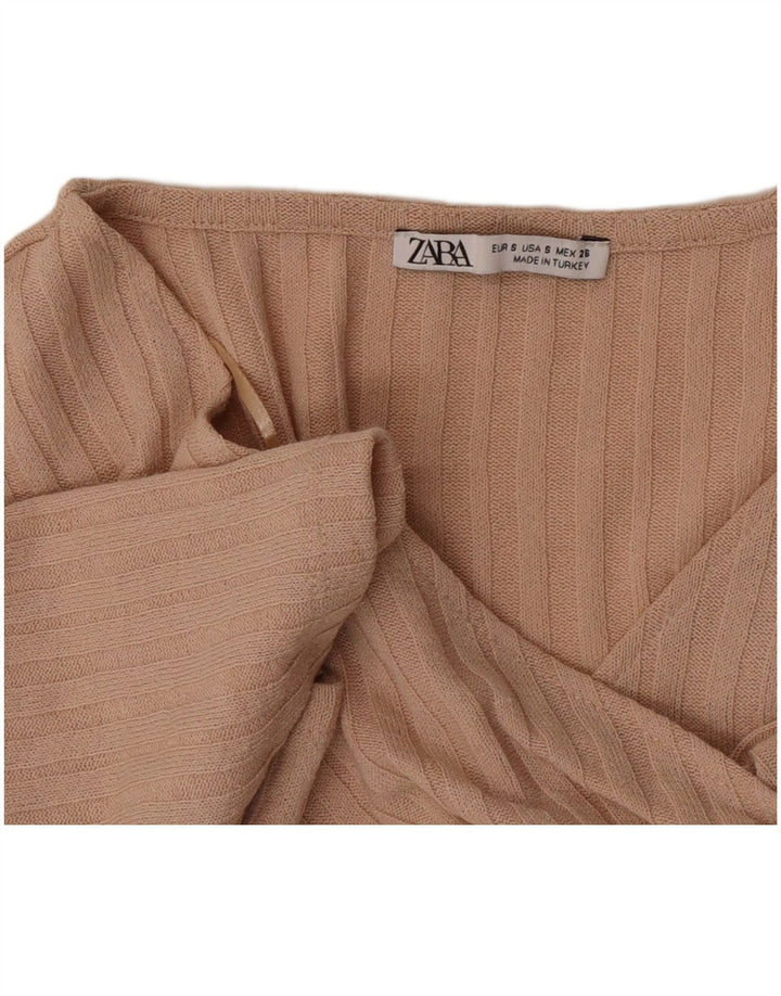 Top corto in camicetta corta da donna Zara UK 10 piccolo beige