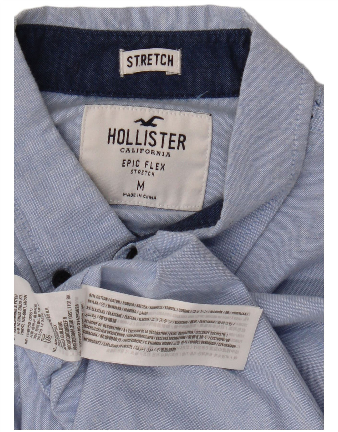 Camicia da uomo HOLLISTER in cotone blu medio