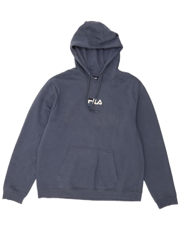 Felpa con cappuccio grafica da uomo Fila 2XL cotone blu navy