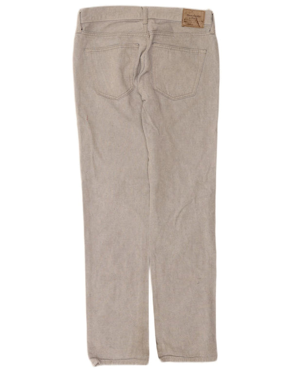 Pantaloni casual dritti da uomo ABERCROMBIE & FITCH W30 L32 in cotone grigio