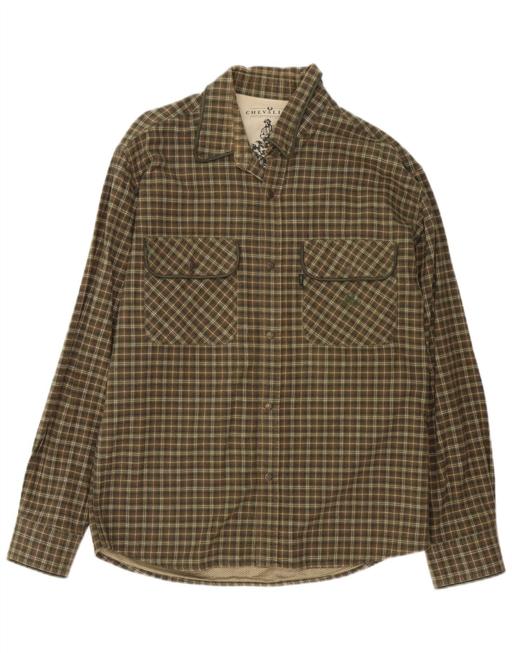 Camicia Chevalier da uomo in flanella di cotone a quadri verdi grandi