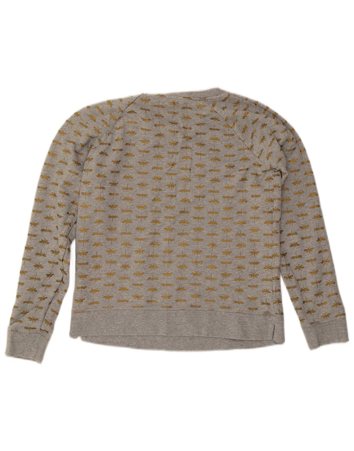 Boden Donna Crop Abstract Pattern Felpa Oversize Maglione UK 6 XS Grigio