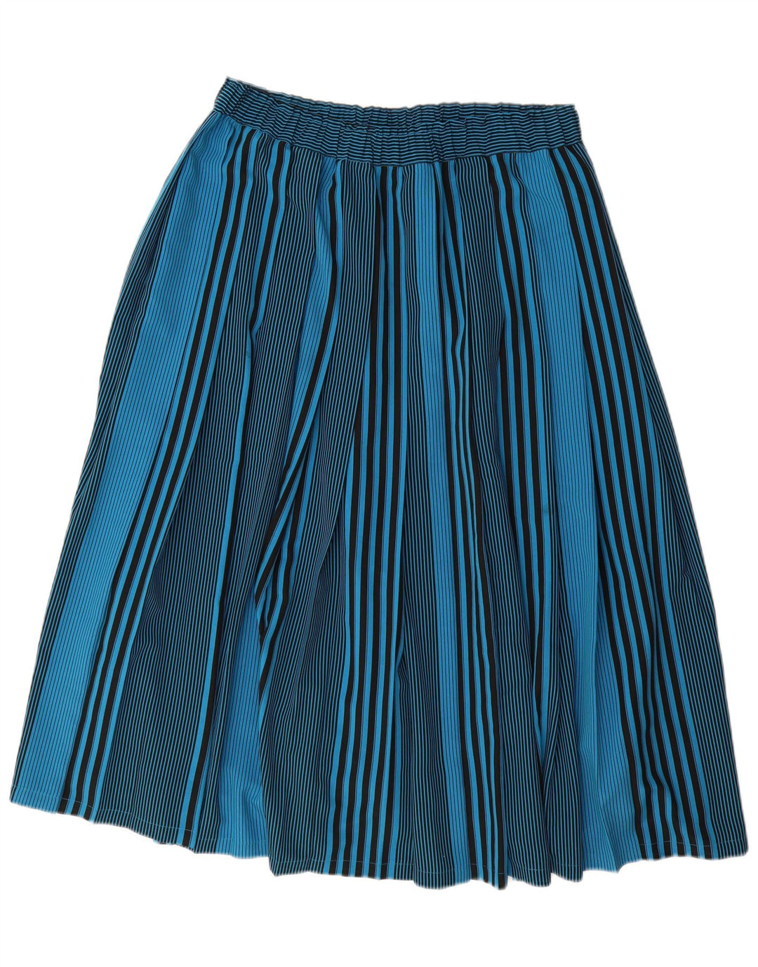Gonna a pieghe da donna VINTAGE IT 44 media W32 poliestere a righe blu