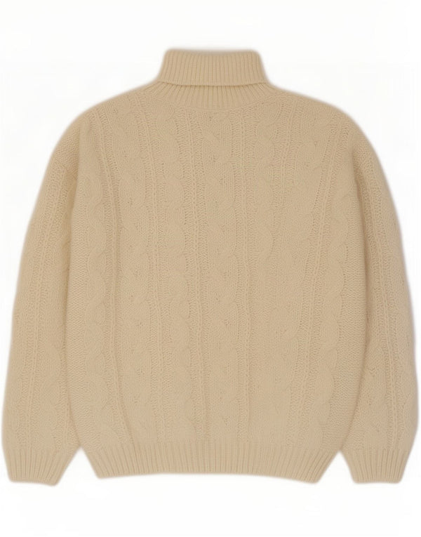 Maglione maglione vintage da uomo con collo alto XL bianco sporco in poliacrilico