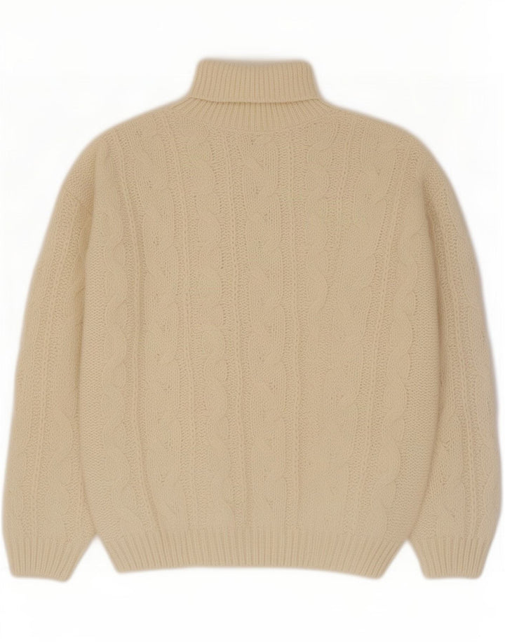 Maglione maglione vintage da uomo con collo alto XL bianco sporco in poliacrilico