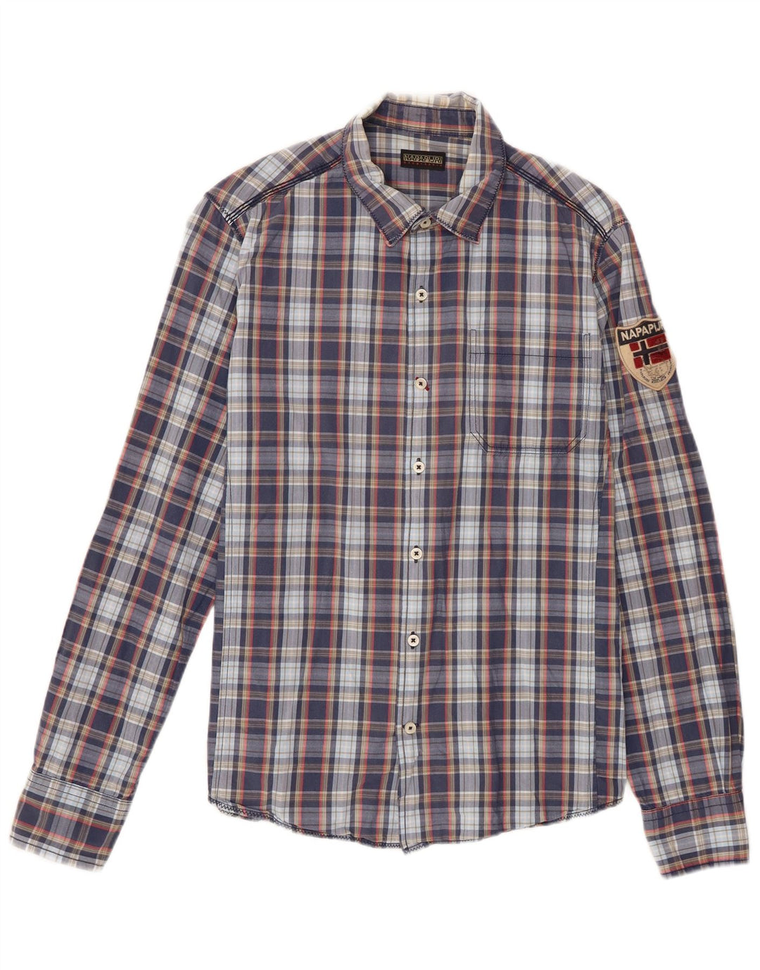 Camicia da uomo Napapijri in cotone a quadri grandi blu