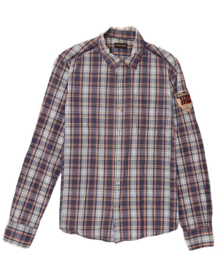 Camicia da uomo Napapijri in cotone a quadri grandi blu