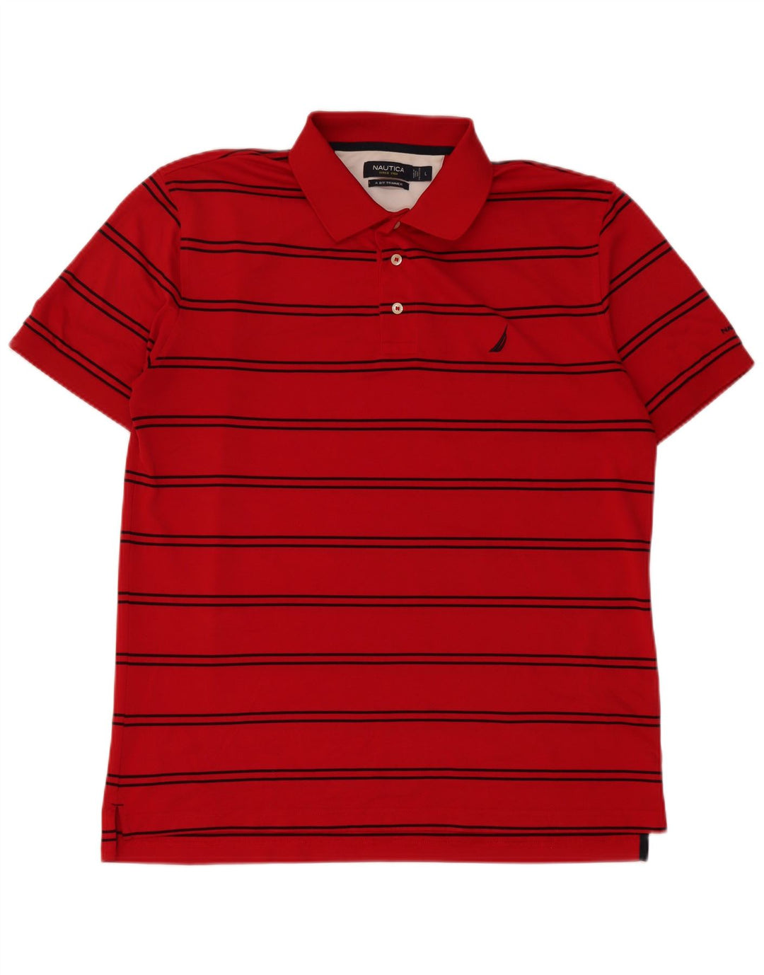 Polo da uomo Nautica grande in poliestere a righe rosse