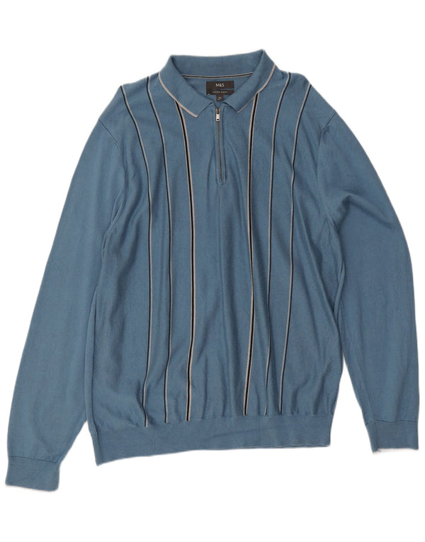 Maglione maglione a collo alto da uomo Marks & Spencer 2XL modal a righe blu