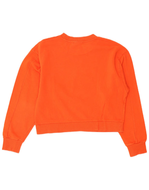 Desigual Donna Crop Graphic Felpa Maglione UK 16 Large Arancione