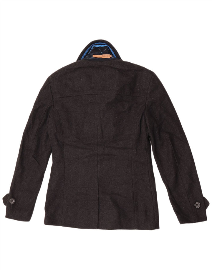 Cappotto da marinaio da uomo Superdry Commodity UK 38 lana nera media