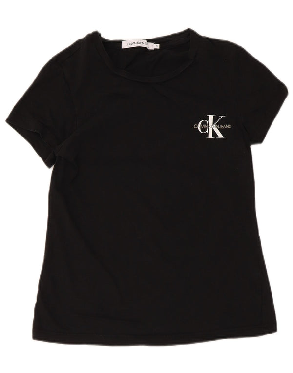 Maglietta grafica da donna Calvin Klein Jeans Top UK 8 Small Nera