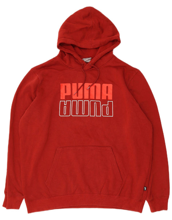 Felpa con cappuccio grafica da uomo Puma Large in cotone rosso