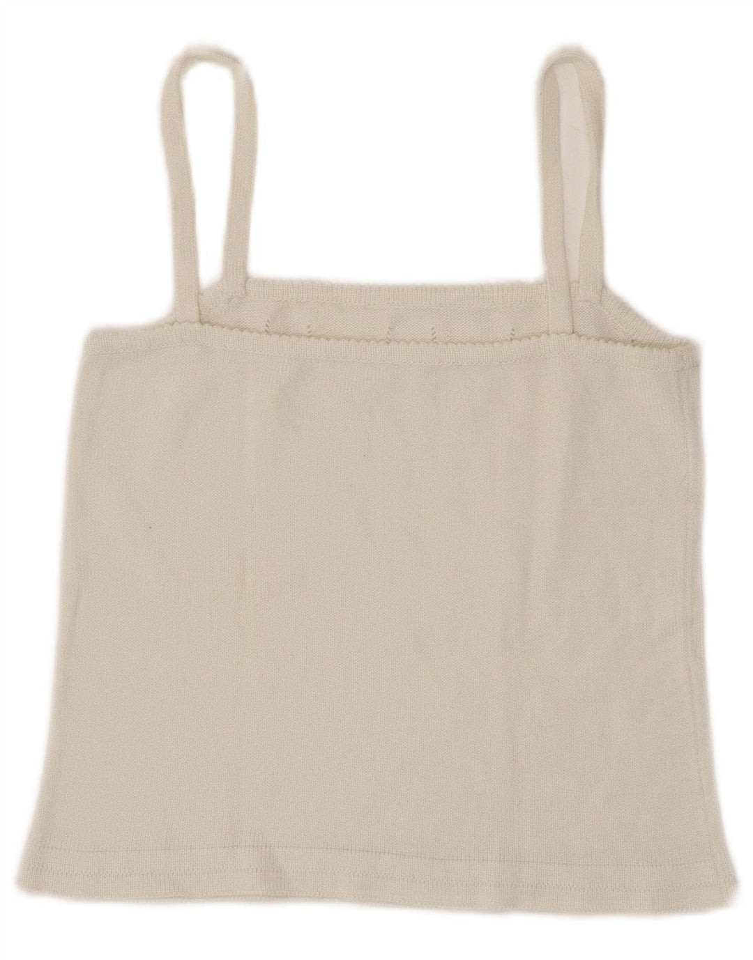 Top corto in maglia vintage da donna UK 4 XS bianco