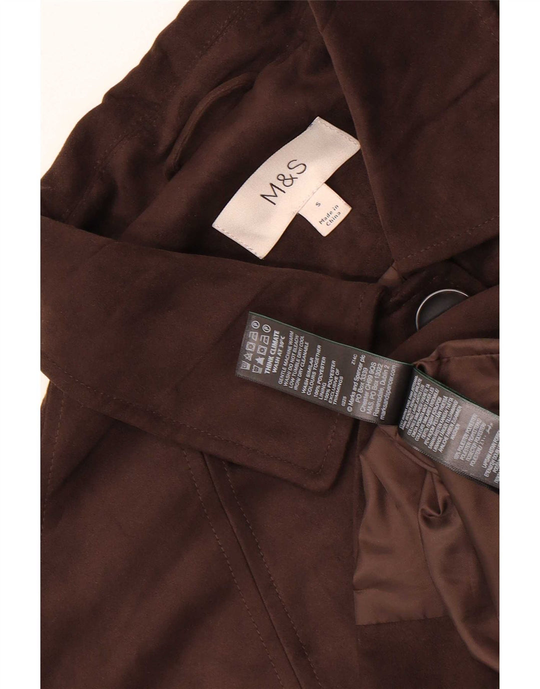 Giacca blazer a 4 bottoni Marks & Spencer da donna UK 10 piccola poliestere marrone