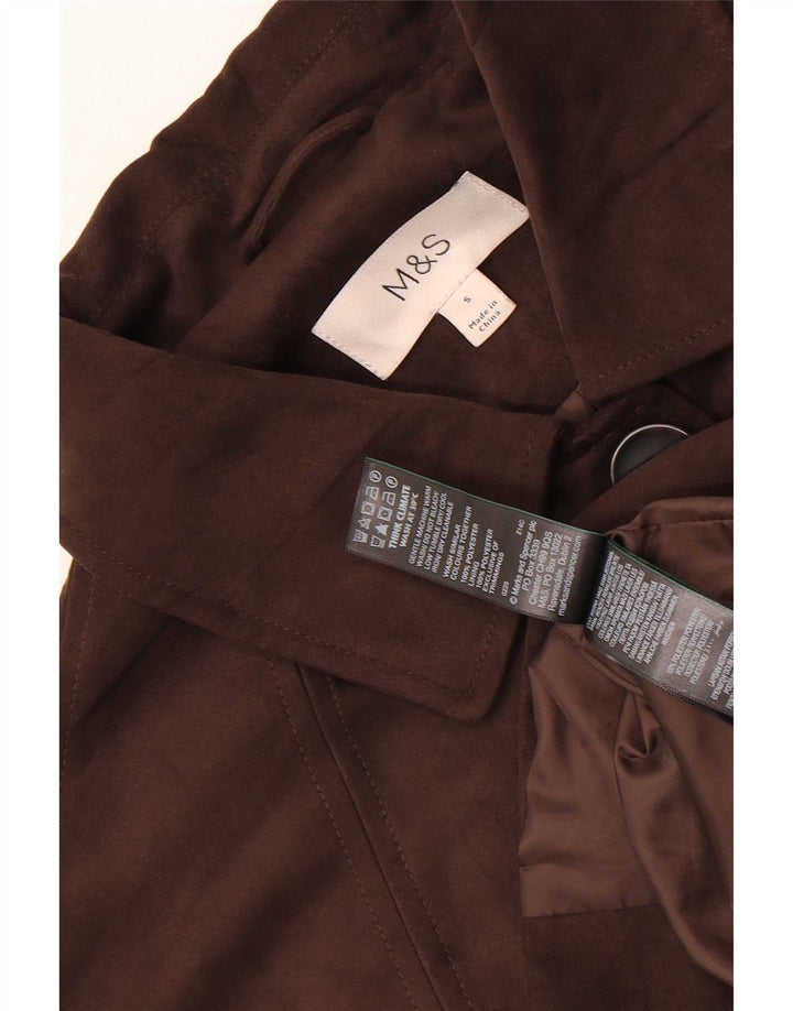 Giacca blazer a 4 bottoni Marks & Spencer da donna UK 10 piccola poliestere marrone