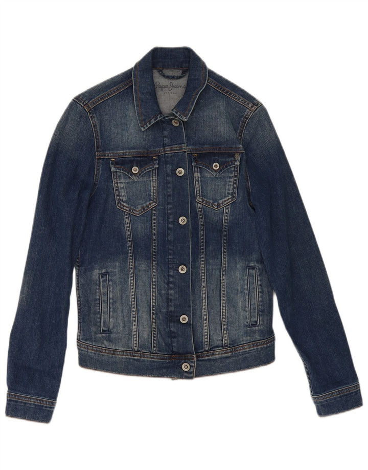 Giacca di jeans da donna PEPE Jeans UK 10 piccola in cotone blu navy