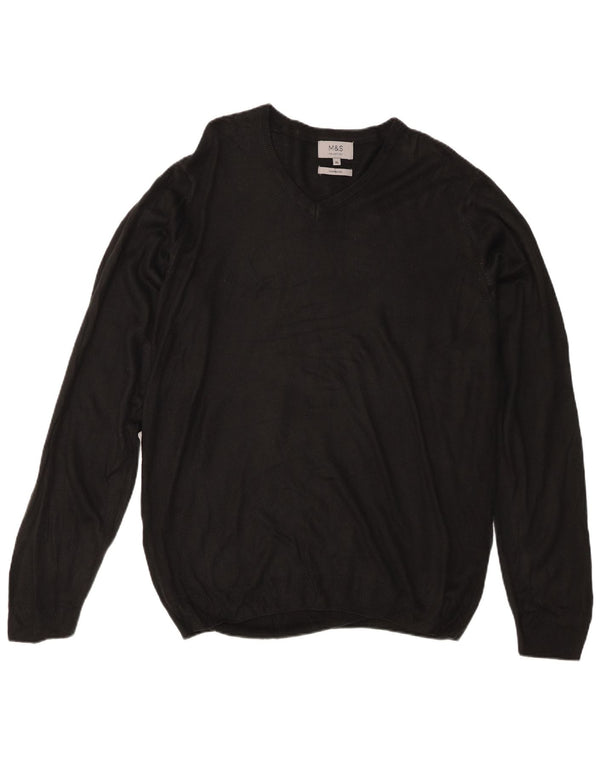 Maglione maglione con scollo a V da uomo Marks & Spencer XL acrilico nero