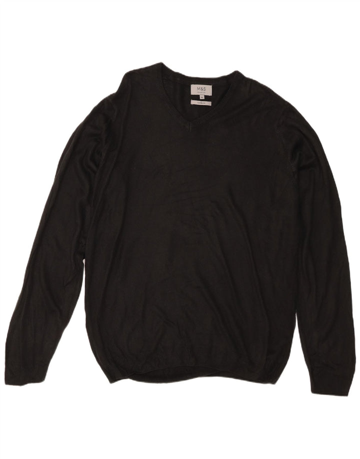 Maglione maglione con scollo a V da uomo Marks & Spencer XL acrilico nero