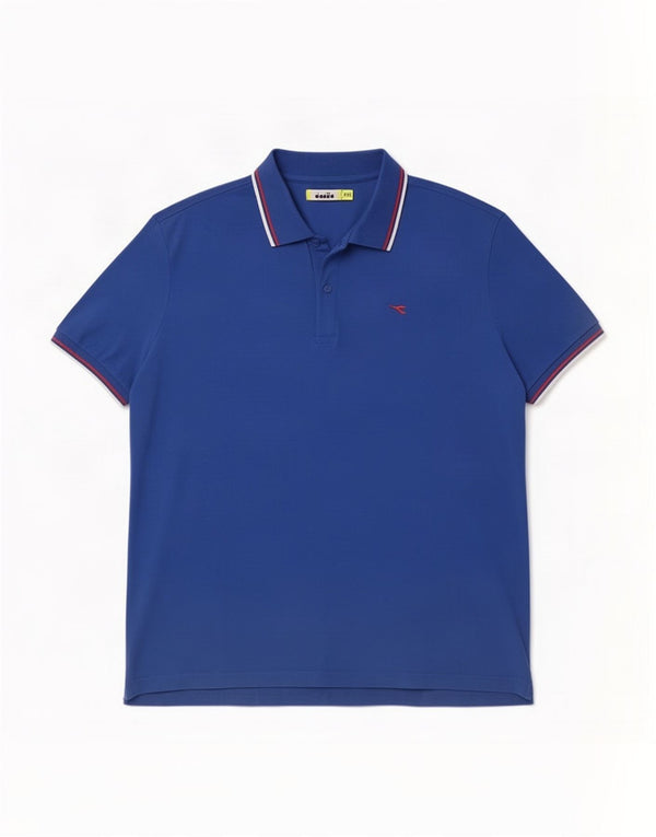 Diadora Mens Polo Shirt 2XL Blue Striped Cotton
