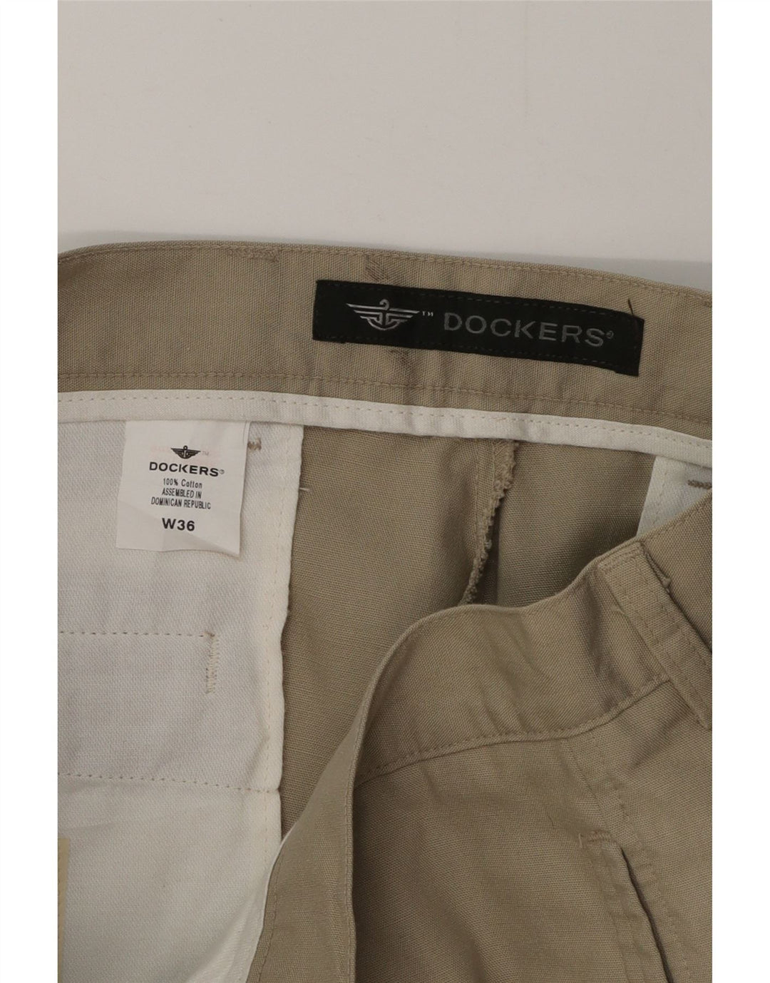 DOCKERS Pantaloncini chino da uomo W36 grandi in cotone beige